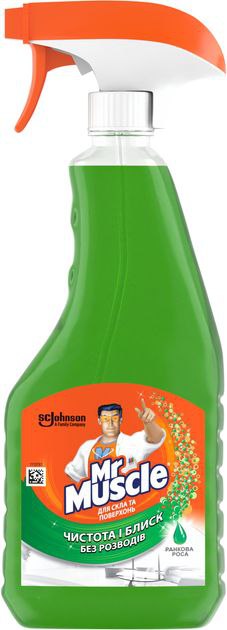 Засіб для скла Mістер Мускул Зелений Ранкова роса розпилювач 500мл